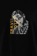 Unisex Baskılı Oversize T-Shirt - Siyah - Görsel 3