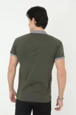Erkek Yakalı Slim Fit Baskılı T-Shirt - Haki - Görsel 2