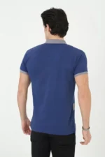 Erkek Yakalı Slim Fit Baskılı T-Shirt - Mavi - Görsel 2