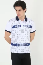 Erkek Yakalı Slim Fit Baskılı T-Shirt - Beyaz - Görsel 4