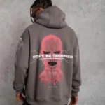 Erkek Maske Baskılı Kapüşonlu Sweat - Gri