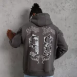 Erkek 98 Baskılı Kapşonlu Sweat - Gri