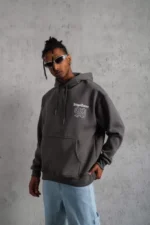 Erkek 98 Baskılı Kapşonlu Sweat - Gri - Görsel 2