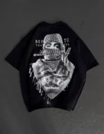 Unisex Baskılı Oversize T-Shirt - Siyah - Görsel 3