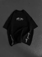 Unisex Baskılı Oversize T-Shirt - Siyah - Görsel 4