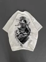 Unisex Baskılı Oversize T-Shirt - Beyaz - Görsel 3