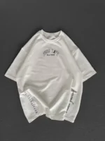 Unisex Baskılı Oversize T-Shirt - Beyaz - Görsel 4