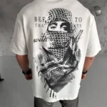 Unisex Baskılı Oversize T-Shirt - Beyaz