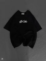 Unisex Baskılı Oversize T-Shirt - Siyah - Görsel 4