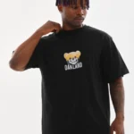 Unisex Baskılı Oversize T-Shirt - Siyah