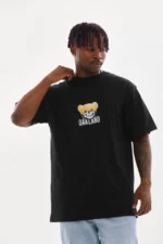 Unisex Baskılı Oversize T-Shirt - Siyah