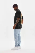 Unisex Baskılı Oversize T-Shirt - Siyah - Görsel 3