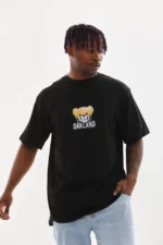 Unisex Baskılı Oversize T-Shirt - Siyah - Görsel 4