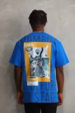 Unisex Baskılı Oversize T-Shirt - Mavi - Görsel 2