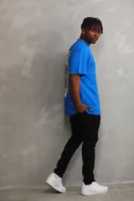 Unisex Baskılı Oversize T-Shirt - Mavi - Görsel 3