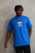 Unisex Baskılı Oversize T-Shirt - Mavi - Görsel 4