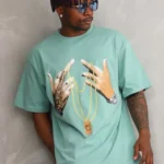 Unisex Baskılı Oversize T-Shirt - Mint Yeşili