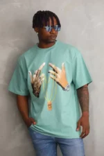 Unisex Baskılı Oversize T-Shirt - Mint Yeşili - Görsel 3