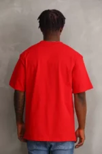 Unisex Baskılı Oversize T-Shirt - Kırmızı - Görsel 2