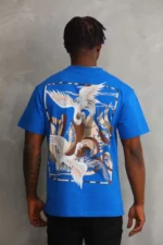 Unisex Baskılı Oversize T-Shirt - Mavi - Görsel 2