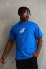 Unisex Baskılı Oversize T-Shirt - Mavi - Görsel 3