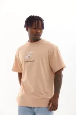 Unisex Baskılı Oversize T-Shirt - Bej - Görsel 3