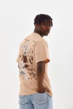 Unisex Baskılı Oversize T-Shirt - Bej - Görsel 4