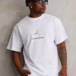 Unisex Baskılı Oversize T-Shirt - Beyaz