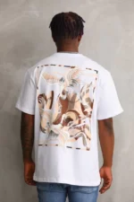 Unisex Baskılı Oversize T-Shirt - Beyaz - Görsel 2