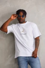 Unisex Baskılı Oversize T-Shirt - Beyaz - Görsel 4