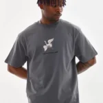 Unisex Baskılı Oversize T-Shirt - Füme