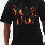 Unisex Baskılı Oversize T-Shirt - Siyah