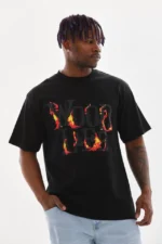 Unisex Baskılı Oversize T-Shirt - Siyah - Görsel 3