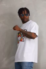 Unisex Baskılı Oversize T-Shirt - Beyaz - Görsel 4