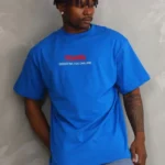 Unisex Baskılı Oversize T-Shirt - Mavi