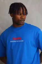 Unisex Baskılı Oversize T-Shirt - Mavi - Görsel 3