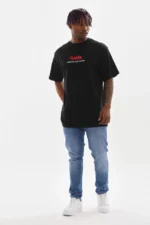 Unisex Baskılı Oversize T-Shirt - Siyah - Görsel 4