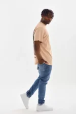 Unisex Baskılı Oversize T-Shirt - Bej - Görsel 3