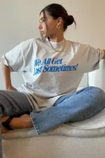 Unisex Baskılı Oversize T-Shirt - Beyaz - Görsel 3