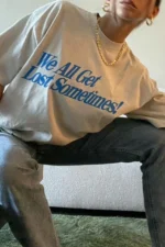 Unisex Baskılı Oversize T-Shirt - Beyaz - Görsel 4