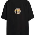 Unisex Baskılı Oversize T-Shirt - Siyah