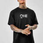 Unisex Baskılı Oversize T-Shirt - Siyah