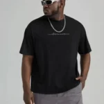 Unisex Baskılı Oversize T-Shirt - Siyah