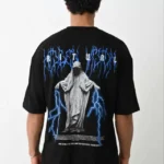 Unisex Baskılı Oversize T-Shirt - Siyah