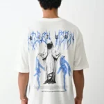 Unisex Baskılı Oversize T-Shirt - Beyaz