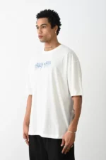 Unisex Baskılı Oversize T-Shirt - Beyaz - Görsel 2