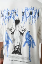 Unisex Baskılı Oversize T-Shirt - Beyaz - Görsel 4