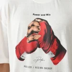 Unisex Baskılı Oversize T-Shirt - Beyaz