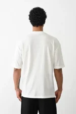 Unisex Baskılı Oversize T-Shirt - Beyaz - Görsel 4