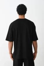 Unisex Baskılı Oversize T-Shirt - Siyah - Görsel 3